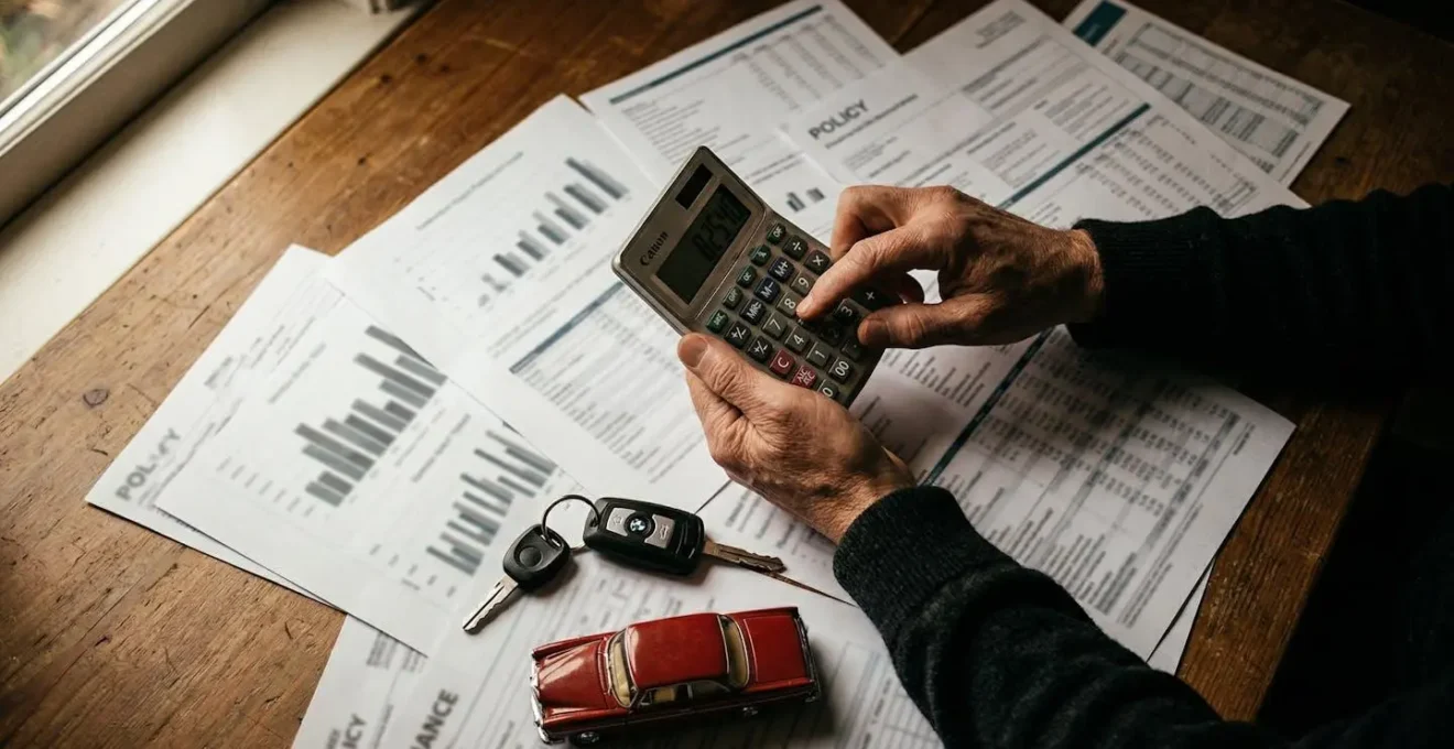 Personne analysant des documents financiers et calculant l'impact d'un sinistre sur son assurance