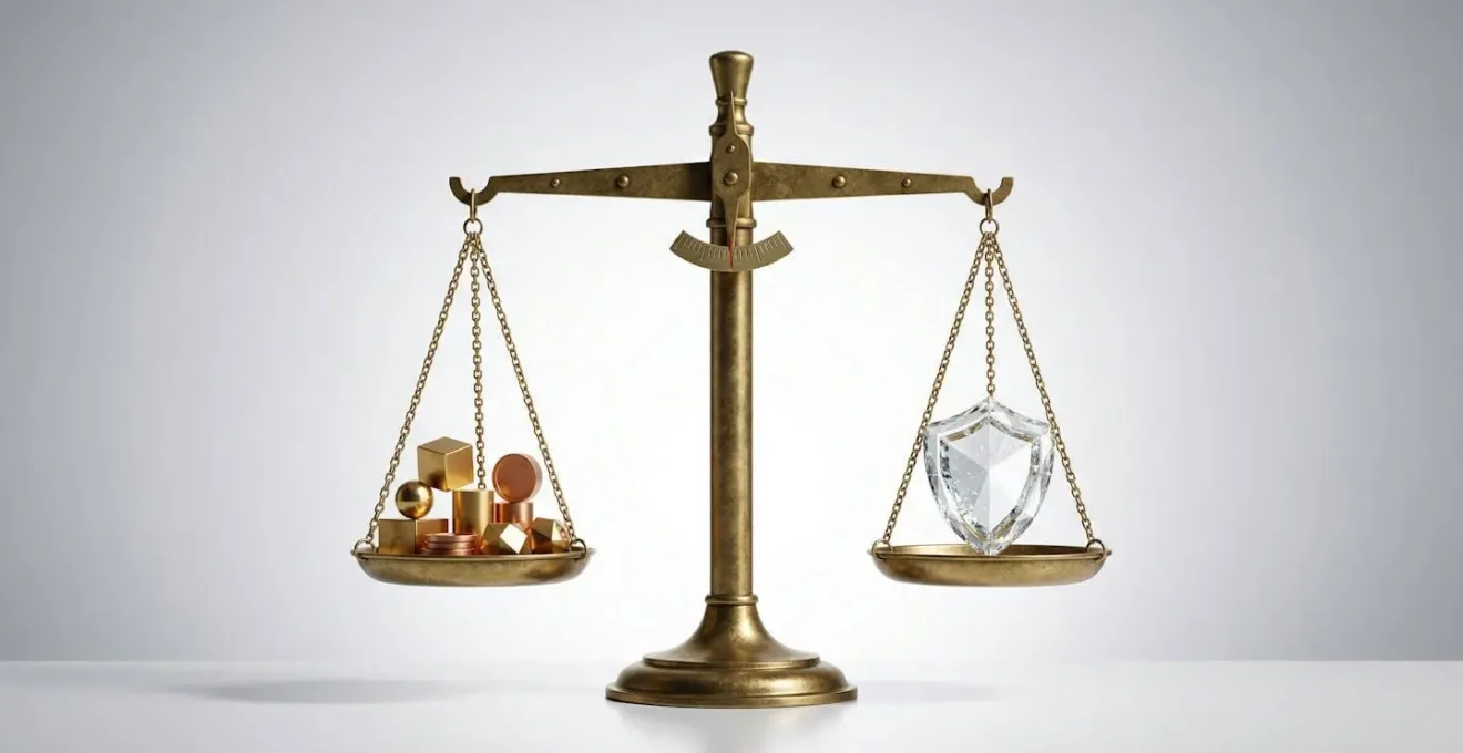 Balance équilibrée avec des pièces symbolisant la franchise d'un côté et un bouclier représentant la protection du bonus de l'autre.