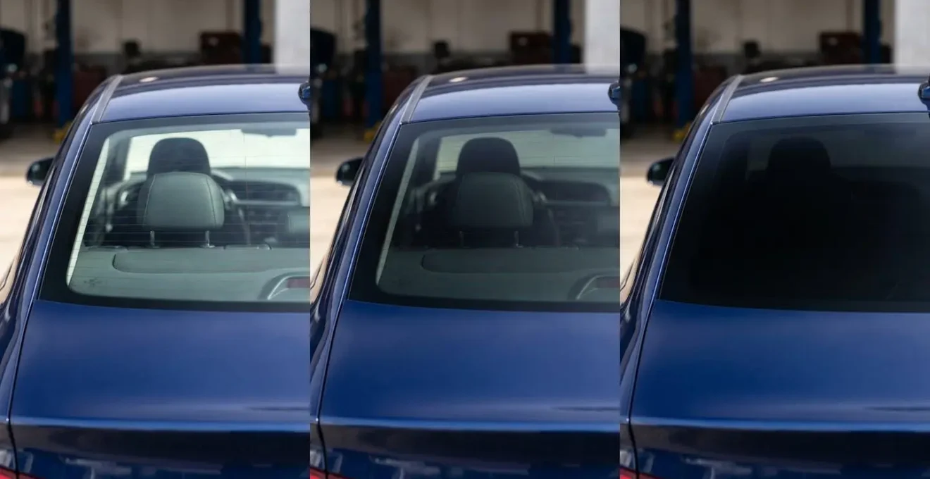 Vue comparative de lunettes arrière avec différents niveaux de teinte