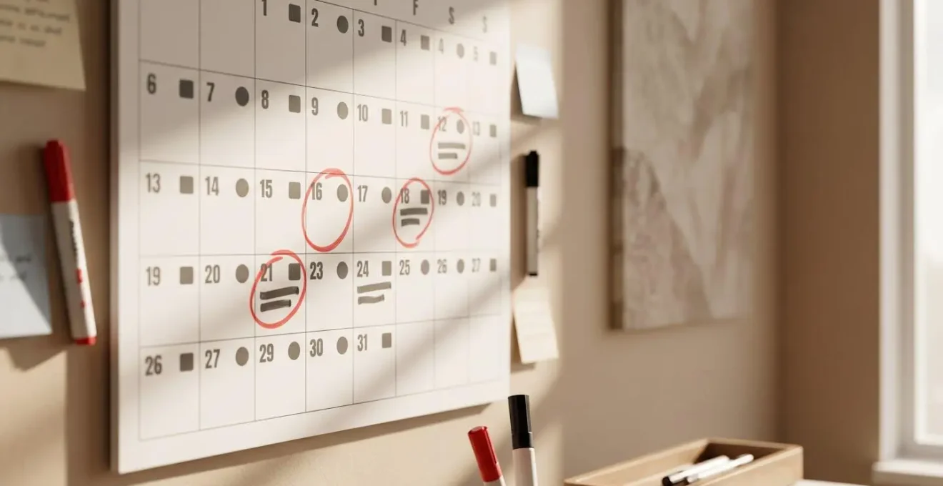 Calendrier marqué avec dates importantes pour l'effacement des sinistres
